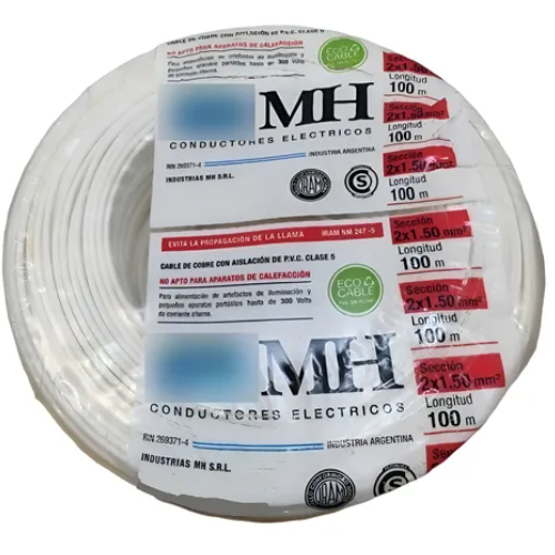 11_97 CABLE PARALELO BLANCO 2X2.5MM X100MTS M.H - Imagen 1