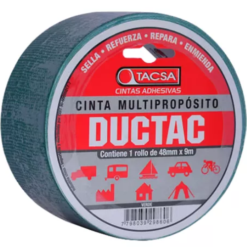 14_28 CINTA DUCTAC/DUCTAPE VERDE 48MMX9XX0.26 TACSA - Imagen 1