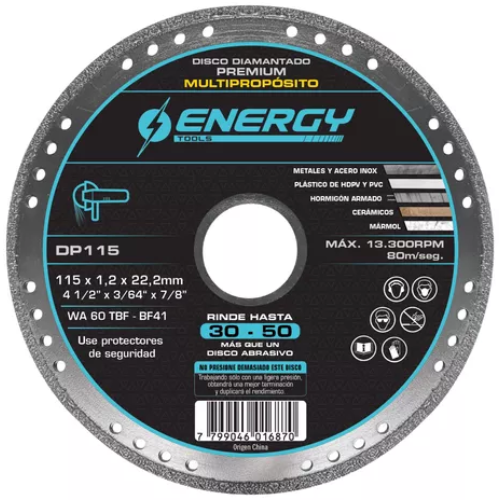 14_66 DISCO DIAMANTADO FINO PREMIUM 115X1.2X22MM DP115 ENERGY - Imagen 1