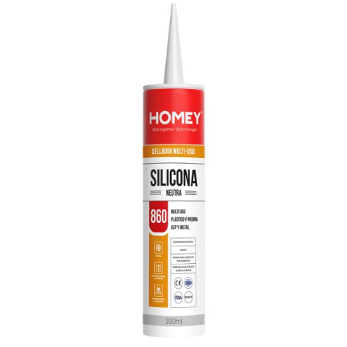 16_53 SELLADOR SILICONA NEUTRA TRANSPARENTE 280ML H860CNT HOMEY - Imagen 1