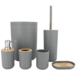 SET DE BAÑO 6 PIEZAS GRIS REFORZADO RM38