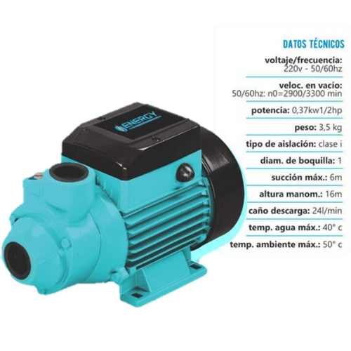 22_34 BOMBA DE AGUA PERIFERICA DE 1/2HP ENERGY - Imagen 1