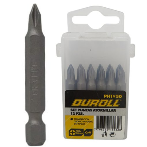 232_1 PUNTAS PARA ATORNILLAR PH1X50 X12U DUROLL - Imagen 1