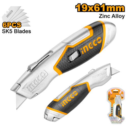 23_50 CUTTER 19MM IND ZINC SK5 C/6 HOJAS HUK618 INGCO - Imagen 1