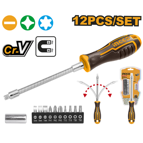 25_49 DESTORNILLADOR FLEX 12PCS AKSDFL1208 INGCO - Imagen 1