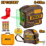 NIVEL LASER AUTONIVELANTE LUZ VERDE 35MTS + CINTA METRICA 5MTS HLL680081 INGCO