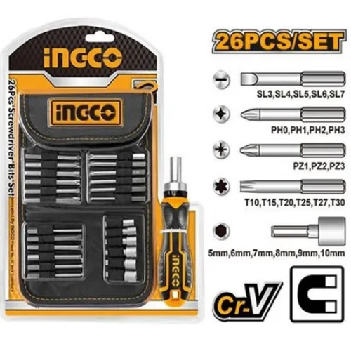 26_45 DESTORNILLADOR IND CRIQUE 26PCS HKSDB0268 INGCO - Imagen 1