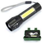 LINTERNA RECARGABLE METAL C/ZOOM ESTUCHE VERDE CHICA