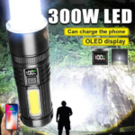 LINTERNA POTENTE 300W LED C/POWER BANK