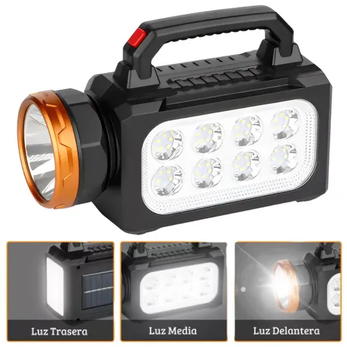 2_168 LINTERNA RM17 RECARGABLE Y SOLAR C/POWER BANK USB NY9801A/B - Imagen 1