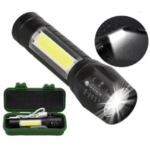 LINTERNA RECARGABLE METAL C/ZOOM ESTUCHE VERDE MEDIANA