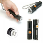 LINTERNA USB METAL NEGRA (CAJITA AZUL)