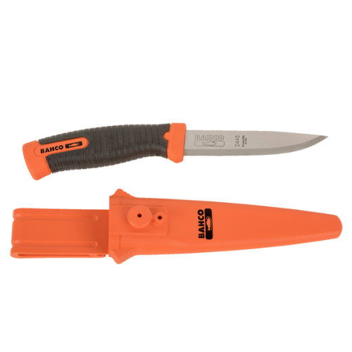 3_13 CUCHILLO M/GOMA NEGRO CON VAINA HOJA ACERO INOX BAHCO - Imagen 1