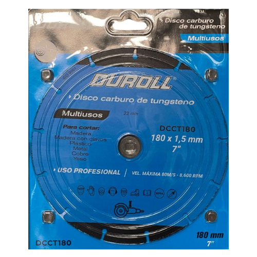 3_177 DISCO CARBURO DE TUNGSTENO 180MM DCCT180 DUROLL - Imagen 1