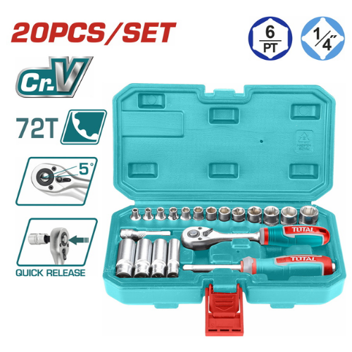 40_30 LLAVE Y BOCALLAVE EN SET X20PCS 1/4" IND THT141201 TOTAL - Imagen 1