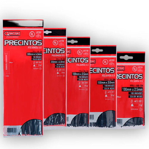 40_7 PRECINTO PACK X 100U 100X2.5 NEGRO TACSA - Imagen 1