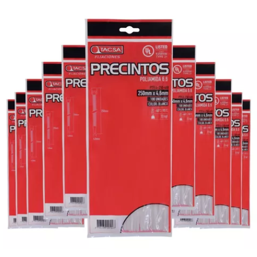 41_18 PRECINTO PACK X 100U 180X3.6 BLANCO TACSA - Imagen 1