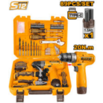 TALADRO 12V 10MM BATERIA Y CARGADOR + 89 ACC HKTHP10891 INGC