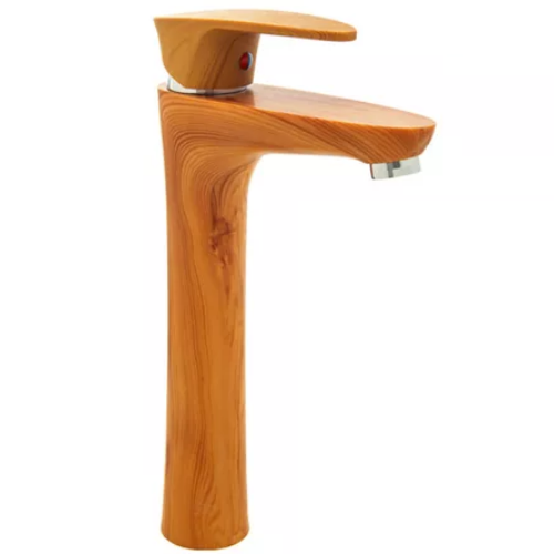 62_12 MONOCOMANDO LAVATOR DOHA 7163 ABS MADERA PICO ALTO 280MM REC - Imagen 1