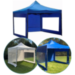 GAZEBO DE ACERO 3X3MTS REFORZADO AZUL/BCO RRIT