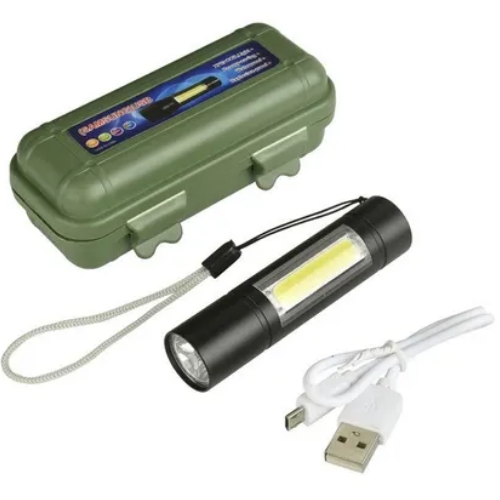 6_107 LINTERNA RECARGABLE ALUMINIO C/ZOOM ESTUCHE VERDE CHICA - Imagen 1