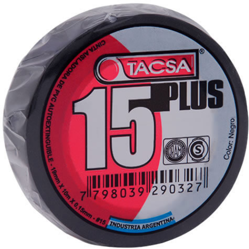 6_67 CINTA AISLADORA NEGRA TACSA 15PLUS 19MMX10MTSX0.15MM - Imagen 1