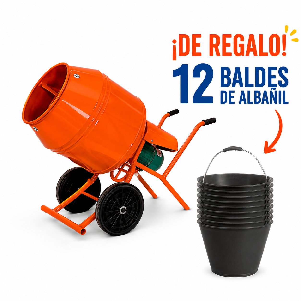 6c94fa78-4729-4972-9374-8efbfe2b73f6 HORMIGONERA 130LTS MR + 12 BALDES DE ALBAÑIL DE REGALO - Imagen 1