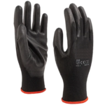 GUANTE TACTIL ENGOMADO BAÑO NITRILO NEGRO RIVETE ROJO