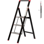 ESCALERA DE ALUMINIO SLIM BLACK DESIGN 3 ESCALONES GLOSS