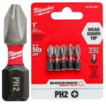 PUNTAS PH2 IMPACTO CORTA 25MM X 5 PIEZAS MILWAUKEE