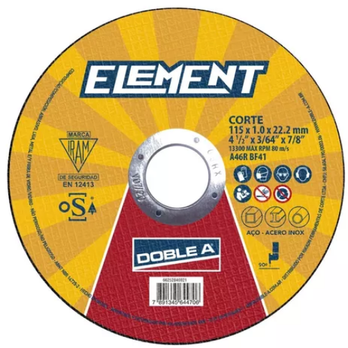 87_3 DISCO DE CORTE ELEMENT 115X1.6X22.23 DOBLE A - Imagen 1