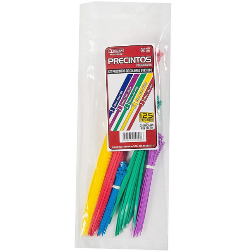 99999p PRECINTO PACK MULTICOLOR 125U (100-300MM) TACSA - Imagen 1