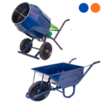 COMBO AZUL/NARANJA HORMIGONERA 130LTS + CARRETILLA 75LTS